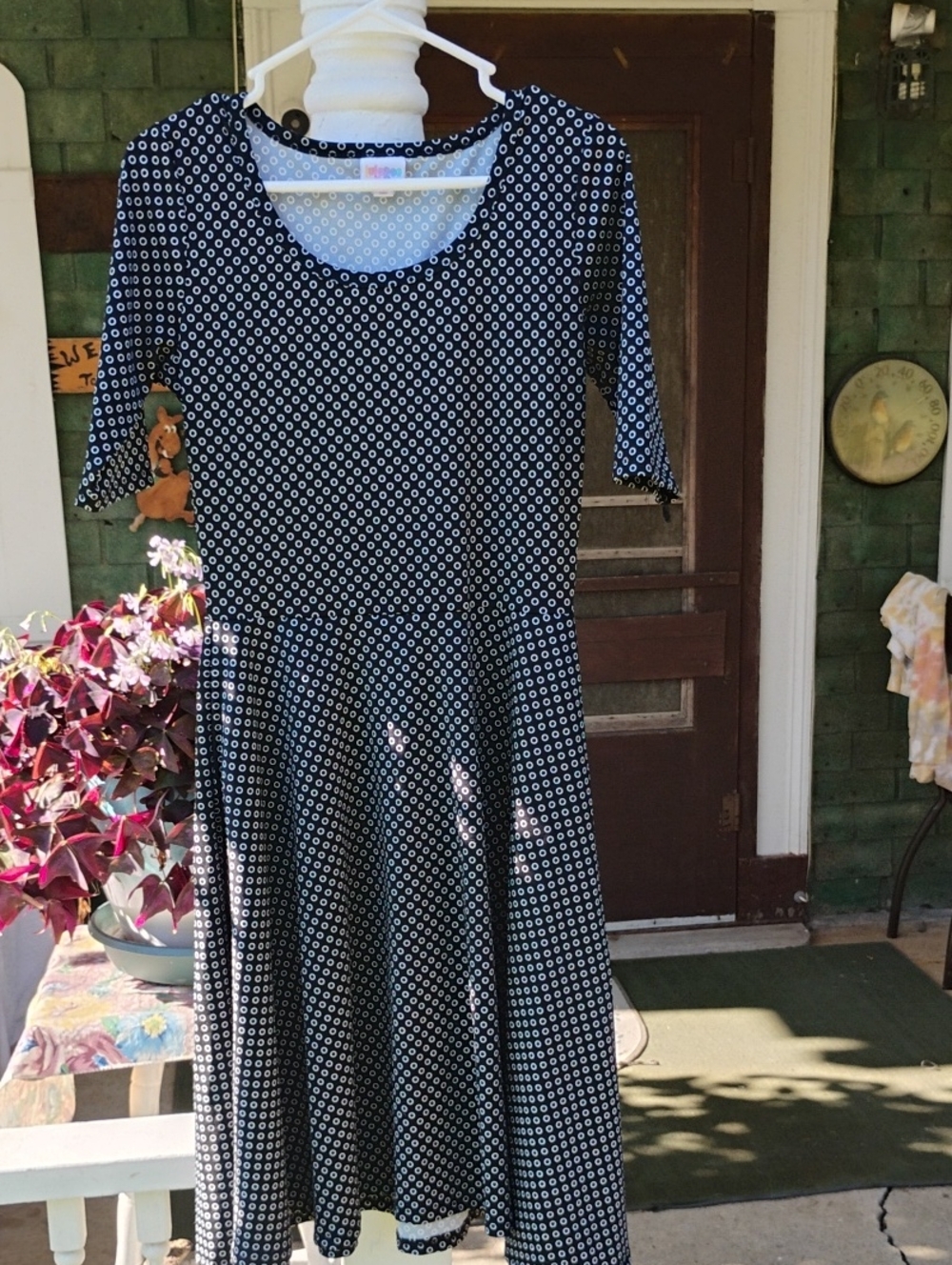 LuLaRoe Black and White Polka Midi Dress